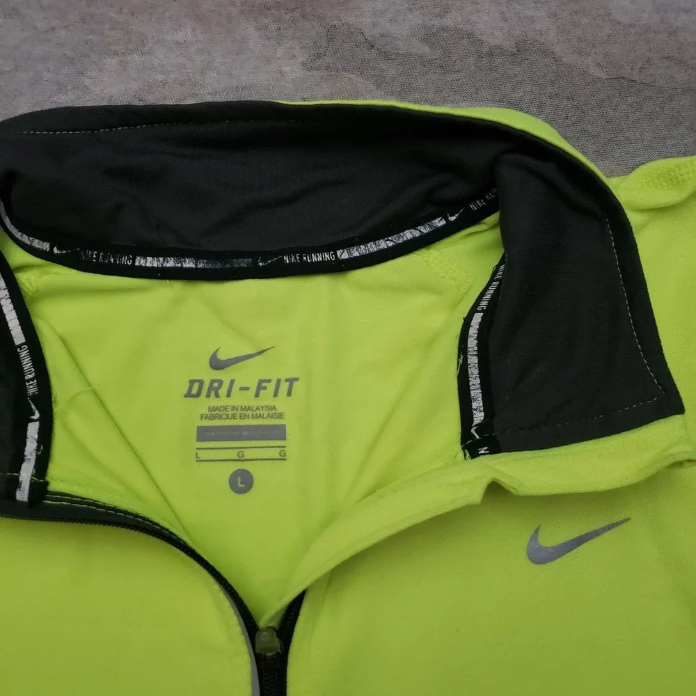 Nike Running Shirt Mens Large Green Dri-Fit Quarter Zip Long Sleeve Outdoors